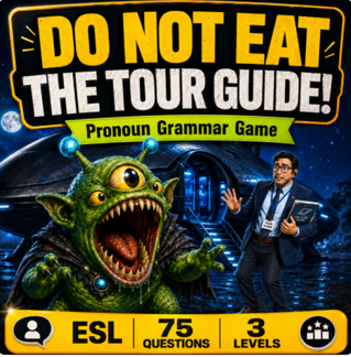 Cover of Subject & Object Pronouns | Interactive Grammar Game | Halloween End of Year ESL
