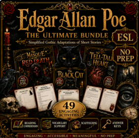Cover of Edgar Allan Poe | Scary Stories | Reading Comprehension Activities Halloween ESL