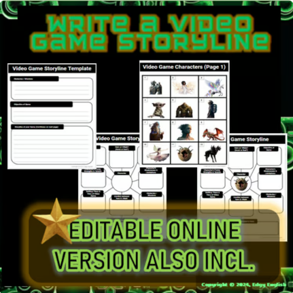 Cover of Design a Video Game Project | EDITABLE ONLINE & PDF | End of Year Activity | ESL